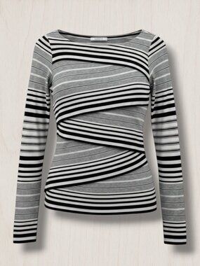 Bailey 44 Striped Tiered Layer Long Sleeve Top S